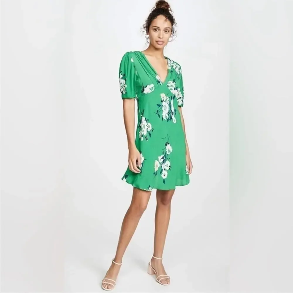 Free People Neon Garden green white floral dress size 0